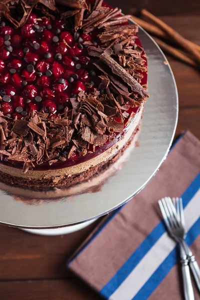 Schokolade und Kirschtorte — Stockfoto