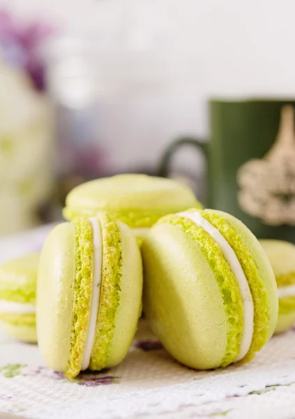 Light green french macaroons — Stock Photo, Image
