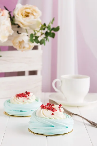 Blaue Pavlova Desserts — Stockfoto