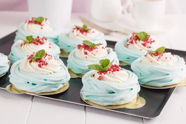 Blauwe pavlova desserts — Stockfoto