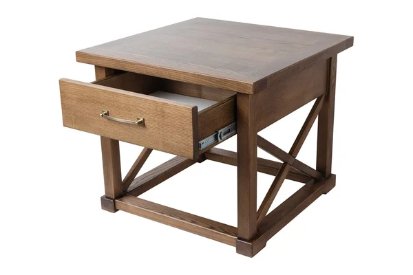 Drewniany stolik na białym tle — Zdjęcie stockowe
