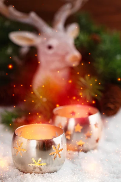 Lanterne di candele accese — Foto Stock