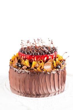 Rustik çikolatalı kek meyve ile