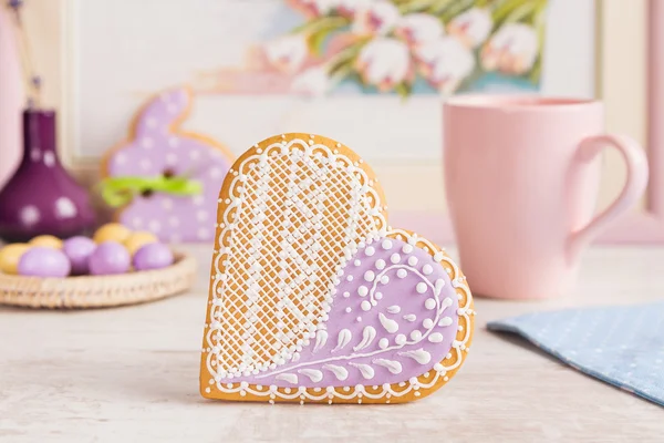 Corazón púrpura galleta de jengibre — Foto de Stock