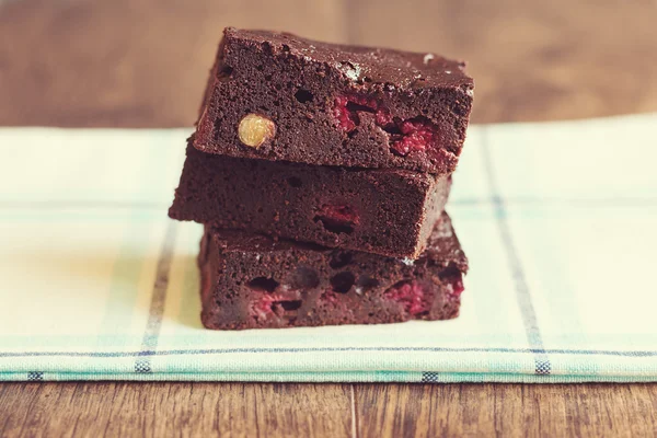 Brownies al cioccolato con lamponi — Foto Stock