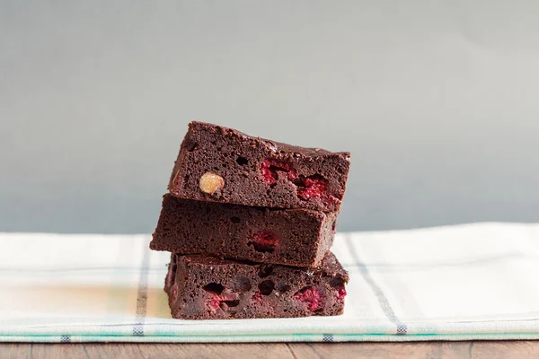 Brownies al cioccolato con lamponi — Foto Stock