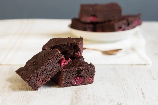 Brownies al cioccolato con lamponi — Foto Stock