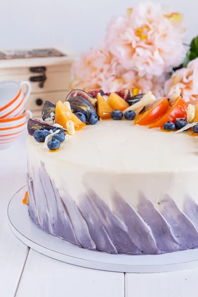 Cake van het kleurrijke fruit — Stockfoto