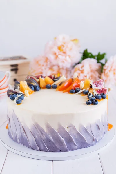 Cake van het kleurrijke fruit — Stockfoto
