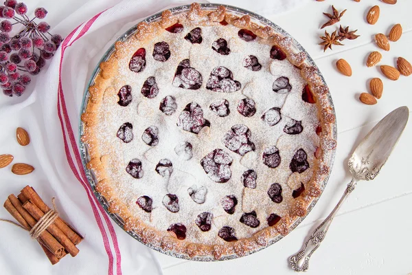 Homemade cherry pie on white background — Stock Photo, Image