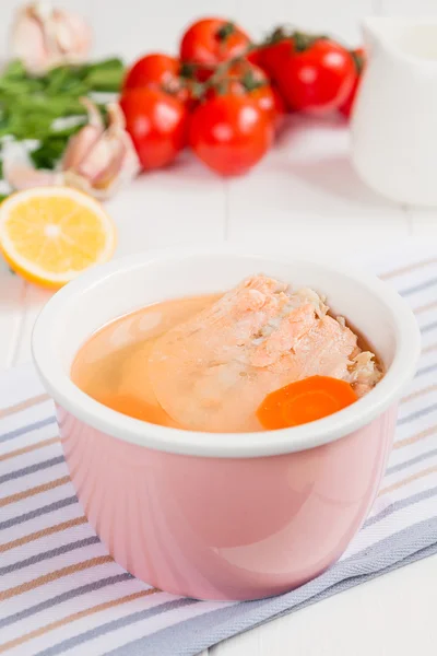 Salmon fresh soup — Stock Photo, Image