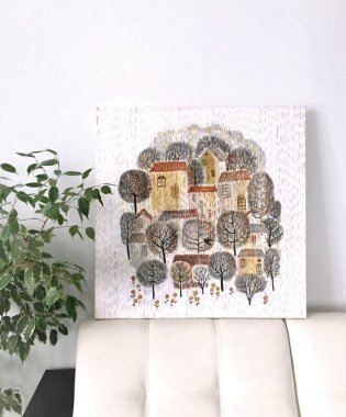 İskandinav tarzında evlerle resim yapmak.