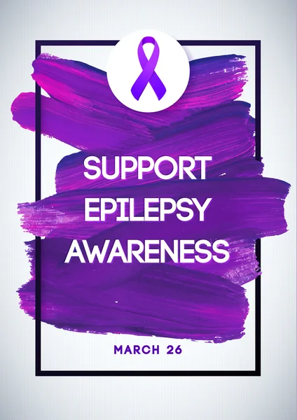 Lila dag globala dag av epilepsi medvetenhet. Stroke violett vektor Illustration vit bakgrund. Perfekt för emblem, banners, annonser, flygblad, sociala kampanj, charity evenemang på epilepsi problem — Stock vektor