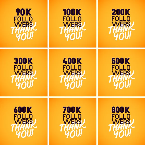 Vector thanks design template SET for network friends and followers. Thank you followers card. Image for Social Networks. Web user celebrates a large number of subscribers or followers — Stock Vector