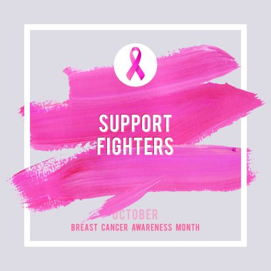 Meme Kanseri Farkındalık Afişi. Yaratıcı Pembe Fırça İnme ve İpek Kurdele Sembol Kanser