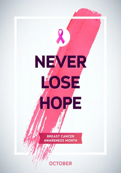 Progettazione di mese di consapevolezza del cancro al seno. Modello di poster pennello rosa . — Vettoriale Stock