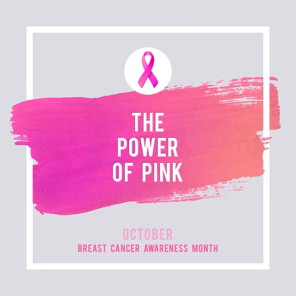 Bröst cancer medvetenhet affisch. Kreativ rosa penseldrag och sidenband symbol cancer — Stock vektor