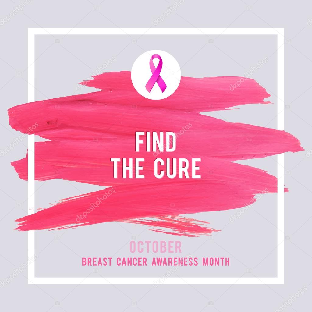 Breast Cancer Awareness Poster. Creative Pink Brush Stroke and Silk Ribbon Symbol. World October Breast Cancer Awareness Month Banner. Pink stroke and text. Medical Design Elements with Grunge Texture