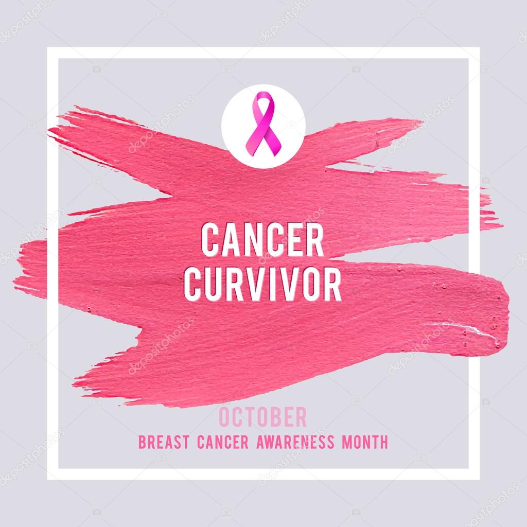 Breast Cancer Awareness Poster. Creative Pink Brush Stroke and Silk Ribbon Symbol. World October Breast Cancer Awareness Month Banner. Pink stroke and text. Medical Design Elements with Grunge Texture