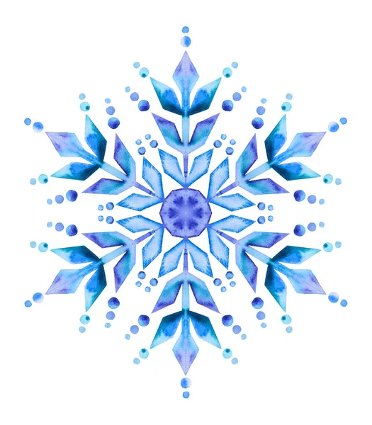 Akwarela Śnieżynka Ilustracja Białym Tle — Zdjęcie stockowe
