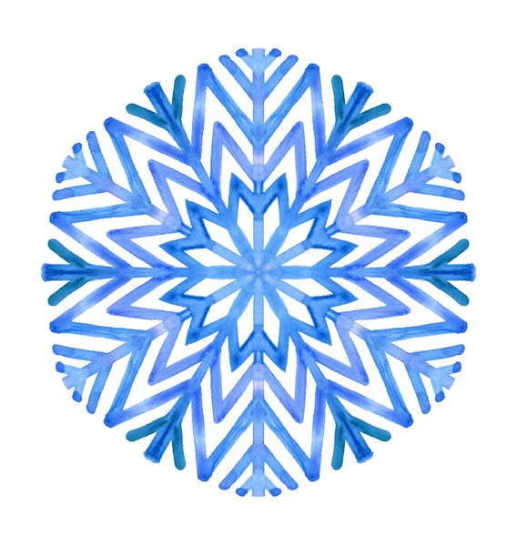 Υδατογραφία Snowflake Εικονογράφηση Λευκό Φόντο — Φωτογραφία Αρχείου