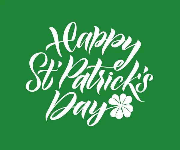 Happy Saint Patrick Day Logotype Hand Lettering Irish Vector Design — Stock Vector