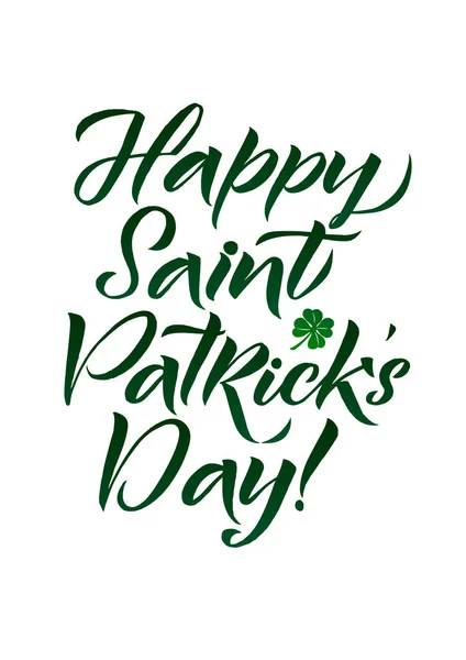 Happy Saint Patrick Day Logotype Hand Lettering Irish Vector Design — Stock Vector