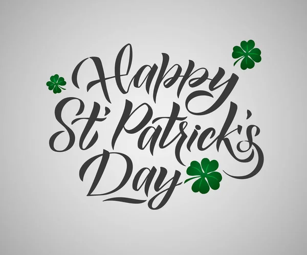 Happy Saint Patrick Day Logotype Hand Lettering Irish Vector Design — Stock Vector