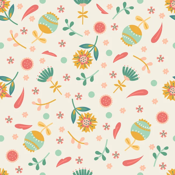 Nahtlose Frühlingsblumenmuster Pastellfarben Vektorflorales Muster Doodle Stil Mit Blüten Und — Stockvektor