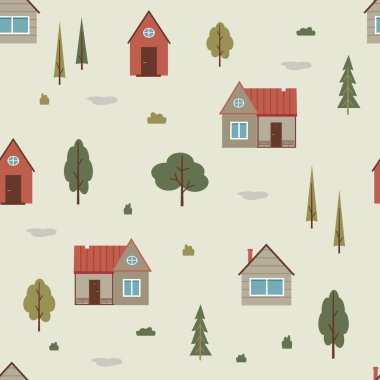 Vektörde sorunsuz ev ülke arka planı deseni.