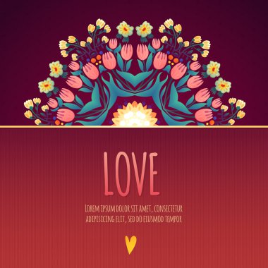 Aşk kartı çiçekli