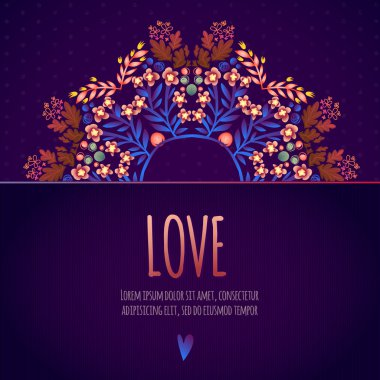 Aşk kartı çiçekli