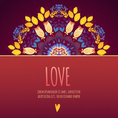 Aşk kartı çiçekli