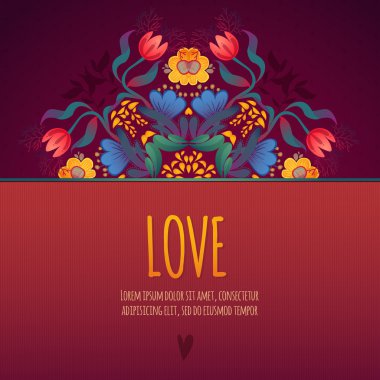 Aşk kartı çiçekli