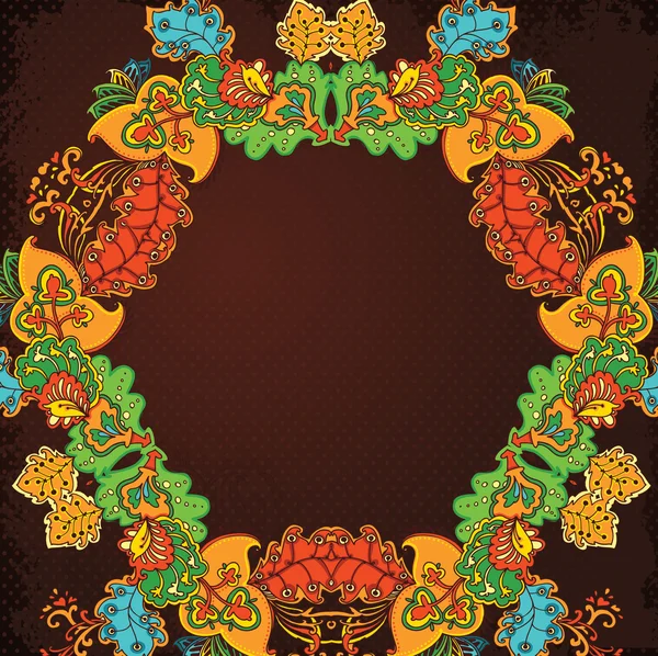 Ornamento redondo patrón FLORAL — Vector de stock