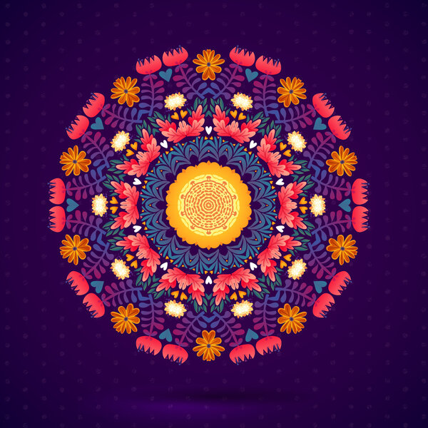 Round Ornament Floral Pattern