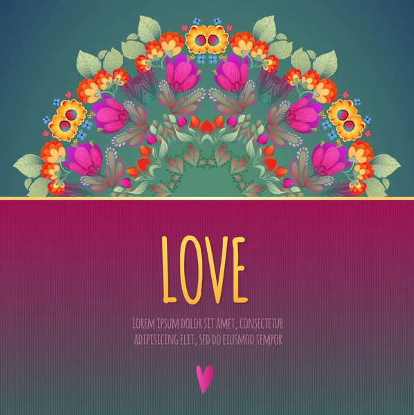 Love card with flowers — Stock Vector