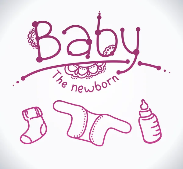 Mot lettrage main bébé — Image vectorielle