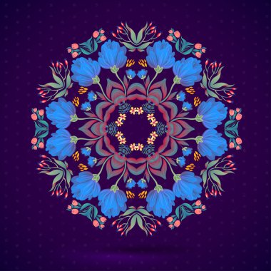 Yuvarlak süs çiçek desenli