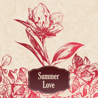 elle çizilmiş çiçek