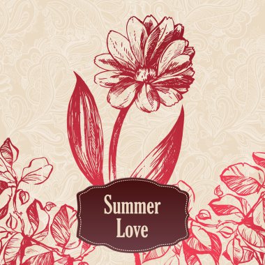 elle çizilmiş çiçek