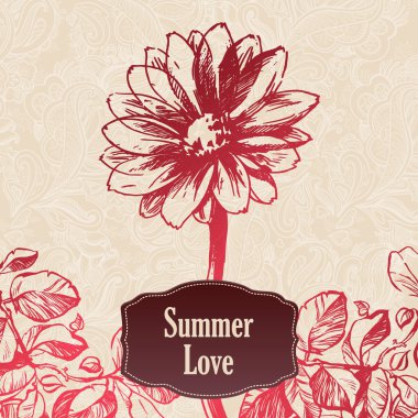 elle çizilmiş çiçek