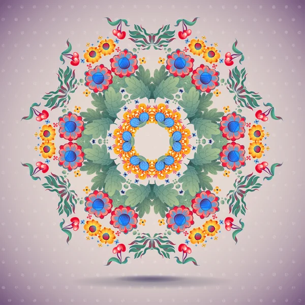 Round Ornament FLORAL Pattern — Stock Vector