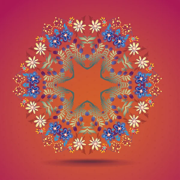 Ornamento redondo patrón FLORAL — Vector de stock