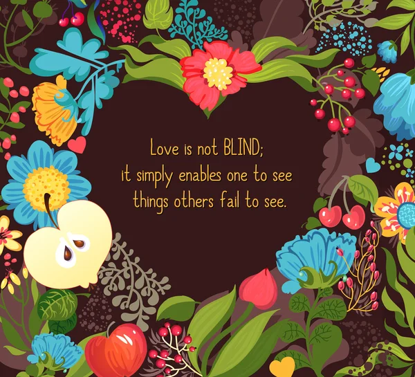 Floral Card Citação do amor — Vetor de Stock