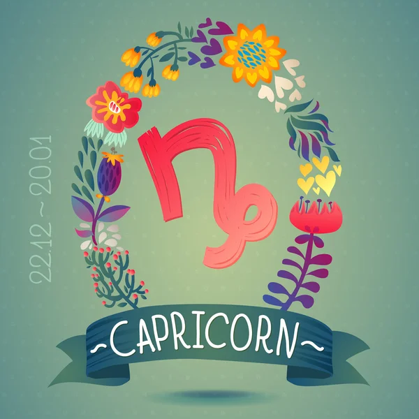 Zodiac sign CAPRICORN — Stock Vector