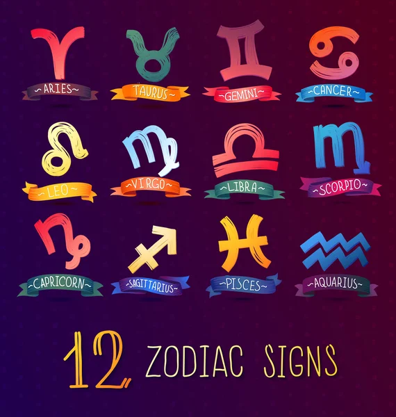 Set of astrological zodiac symbols — Stock Vector