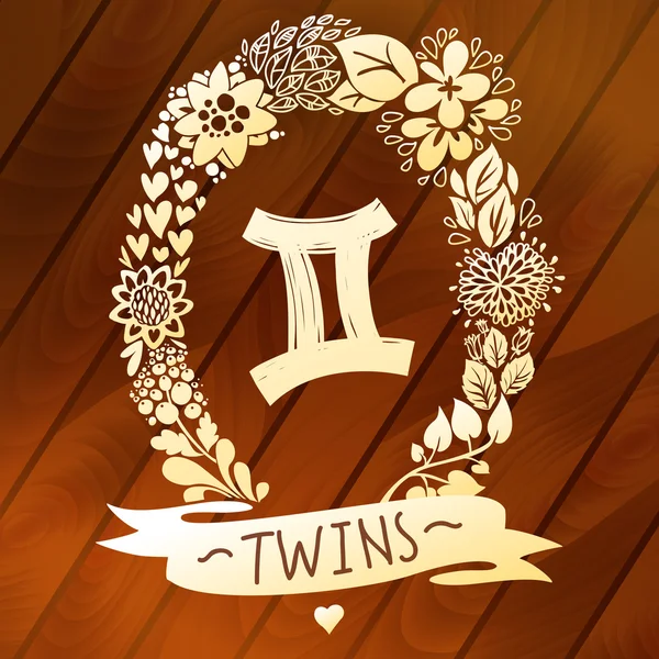 Burç İkizler (ikiz) — Stok Vektör