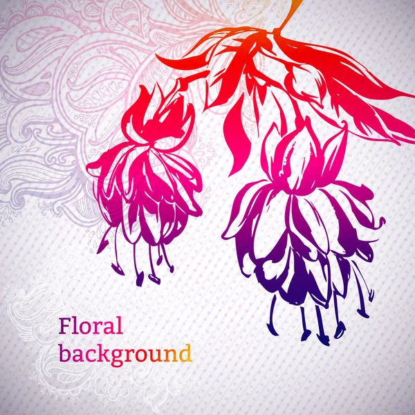 Tarjeta de flores fucsia ornamental — Vector de stock