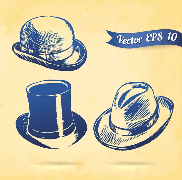 Vintage şapka koleksiyonu — Stok Vektör
